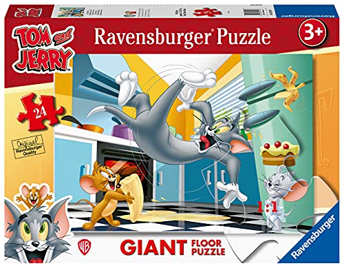 Ravensburger Puzzle, Tom & Jerry, Puzzle Giant de 24 Piezas, Puzzles para Niños, Edad Recomendada 3+, Rompecabeza de Calidad