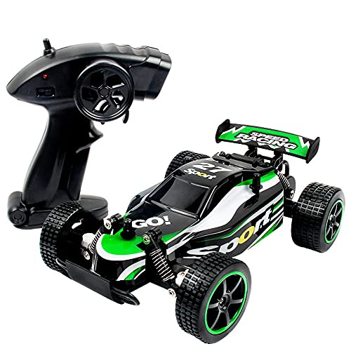 RCCBOOST 1:20 Coche de Control Remoto, 2WD Coche Teledirigido Coche de Carreras RC de Alta Velocidad 20km/h | 800mah Batería Recargable | 360° Rotación para Adultos Niños de 6 a 12 años (Verde)