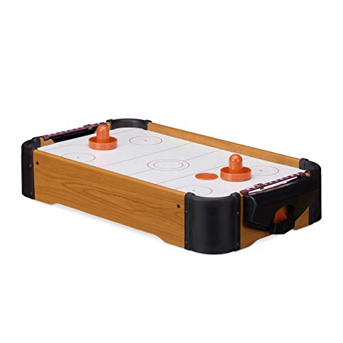 Relaxdays Air Hockey Mesa Portátil, Color marrón, 10 x 31 x 56 cm (10022514)