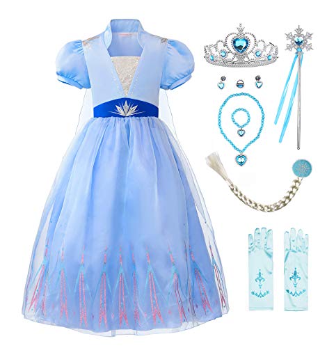 ReliBeauty Disfraz Frozen 2 Disfraces niña Cosplay Carnaval con Accesorios 3-4 años