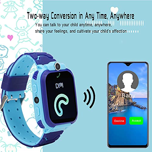 Reloj De Pulsera Digital, 400 MAh Batería 2.5D Holográfico Diseño Integrado Pantalla Táctil Impermeable Smartwatch HD Protección Ocular Para Niños De 3 A 12 Años De Edad Para Regalo De(azul)