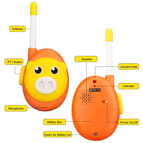 Retevis RB616 Walkie Talkies para Niños, Estilo de Dibujos Animados, Juguetes Fáciles de Usar para Niñas y Niño Pequeños, Regalo para Fiestas en Interiores y Exteriores de 3 a 12 Años (1 Par)