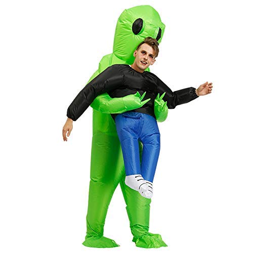 Reuvv Verde Alien de Transporte Humano Disfraz Inflable Divertido Inflable Traje Cosplay Disfraz Cosplay Disfraz Adulto - Adulto