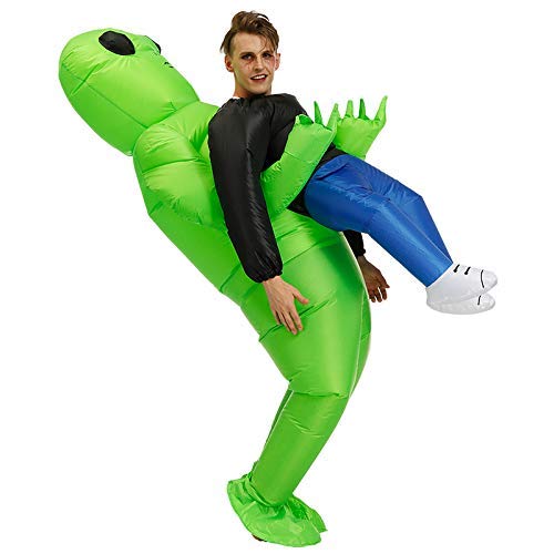 Reuvv Verde Alien de Transporte Humano Disfraz Inflable Divertido Inflable Traje Cosplay Disfraz Cosplay Disfraz Adulto - Adulto