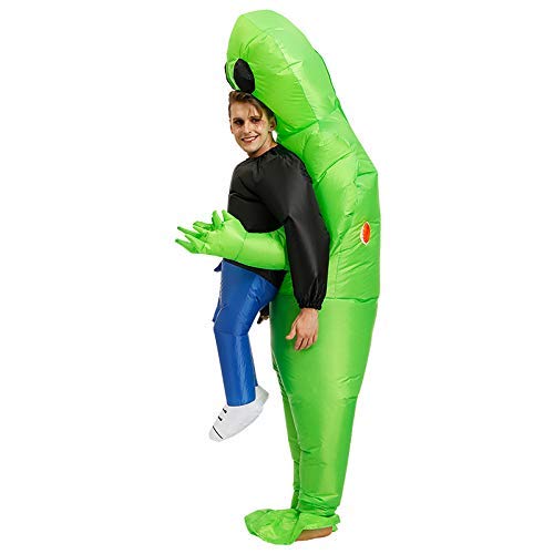 Reuvv Verde Alien de Transporte Humano Disfraz Inflable Divertido Inflable Traje Cosplay Disfraz Cosplay Disfraz Adulto - Adulto