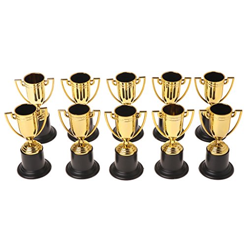 RK-HYTQWR 10Pieces Golden Cups Trofeo Ganador Deportivo Accesorios educativos Premios para niños Premios Juguetes, Mini Trofeo, Abs Seguro y Respetuoso con el Medio Ambiente