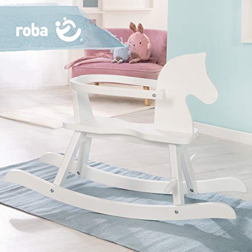 roba-kids 460008WE - Rocking horse, unisex, madera maciza/blanco