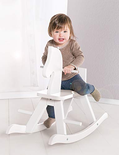 roba-kids 460008WE - Rocking horse, unisex, madera maciza/blanco