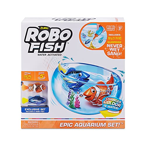 Robo Fish- Super Acuario Juguetes incluye dos peces, Color Blanco (ZU7162)