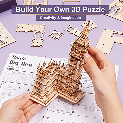 Rolife Puzzle 3D Madera Antiguo Maquetas para Montar para Construir Adultos Niñas Puente de la Torre 113 Piezas, Tower Bridge