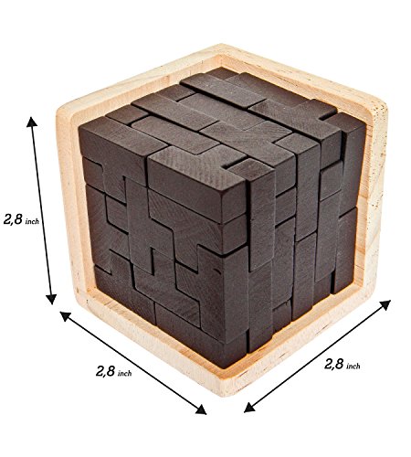 Rompecabezas 3D De Madera de Sharp Brain Zone. Desarrolla Habilidades de Genio con Sus Piezas en Forma de T Que se Ajustan como en Tetris. Juguete Educativo para Niños y Adultos. (Original)