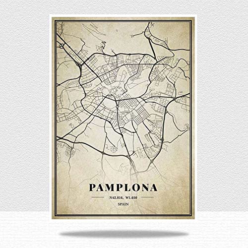 Rompecabezas De 1000 Piezas,Retro City Jigsaw, España Pamplona Mapa Puzzle Sets Para Familia, Rompecabezas De Desafío Cerebral Para Niños, Juegos Padre-Hijo, Rompecabezas De Inteligencia, 1500Pcs