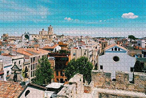 Rompecabezas de la Catedral de España, Tarragona para Adultos, 1000 Piezas, Regalo de Viaje de Madera, Recuerdo