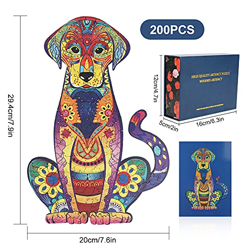 Rompecabezas de Madera Achort Puzzle de Madera Piezas de Rompecabezas de Formas únicas Puzzle Animales Labrador 3D para Adultos y Niños Colección de Juegos Familiares Regalo