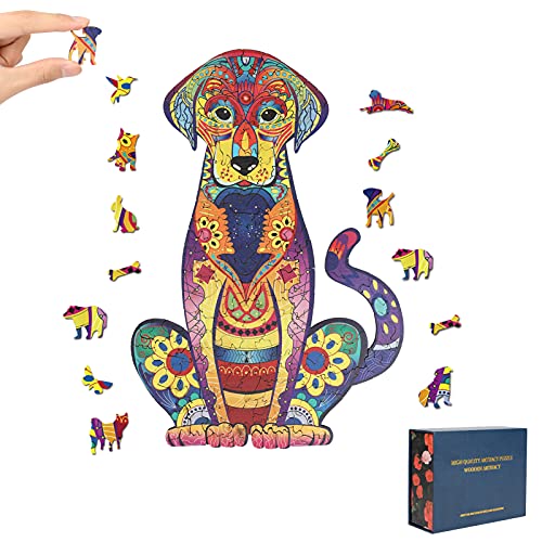 Rompecabezas de Madera Achort Puzzle de Madera Piezas de Rompecabezas de Formas únicas Puzzle Animales Labrador 3D para Adultos y Niños Colección de Juegos Familiares Regalo