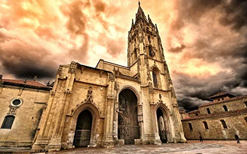 Rompecabezas de madera, rompecabezas de 1000 piezas de la catedral de oviedo, juguetes educativos para adultos, regalo de cumpleaños, decoración del hogar