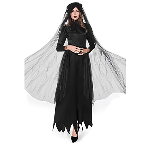 Ropa De Mujer Y Velo De Rosa Evil Legend Halloween Cementerio Novia Disfraz Cosplay Fantasma Disfraz De Bruja Chica Fantasma Zombie Vampire Bride Grim Reaper Halloween