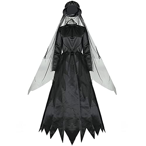 Ropa De Mujer Y Velo De Rosa Evil Legend Halloween Cementerio Novia Disfraz Cosplay Fantasma Disfraz De Bruja Chica Fantasma Zombie Vampire Bride Grim Reaper Halloween