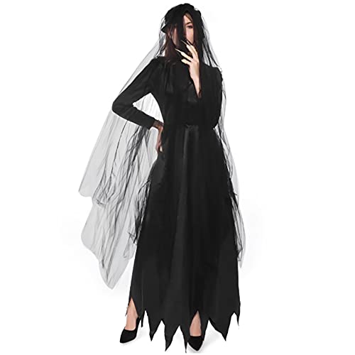 Ropa De Mujer Y Velo De Rosa Evil Legend Halloween Cementerio Novia Disfraz Cosplay Fantasma Disfraz De Bruja Chica Fantasma Zombie Vampire Bride Grim Reaper Halloween