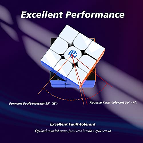 ROXENDA GAN 356 RS Speed Cube, Stickerless GAN 356RS Speedcube, GAN 3x3 Cube V3 System Cubo de Velocidad 3x3x3 for Beginners and Professionals, GAN 356 R Upgraded Version