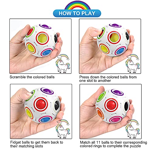 ROXENDA Rainbow Ball Magic Ball, Juego de Habilidad Bola de Rompecabezas - Cerebro Teaser y Bola de Estrés para Niños y Adultos (Blanco)