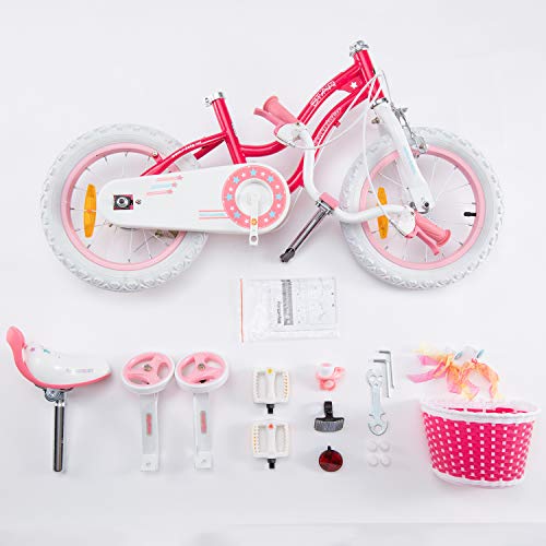 RoyalBaby Bicicleta de Niño niña Stargirl Ruedas auxiliares Bicicletas Infantiles Bicicleta para niños 16 Pulgadas Pink