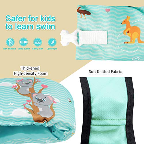 Rrtizan Chaleco Flotante para Niños con Brazalete, Dispositivo para Niños, Dispositivos de Entrenamiento de Natación Plegables para Niños y Niñas de 2 a 5 Años, 14-30 KG (Lindo Koala- Azul Claro)