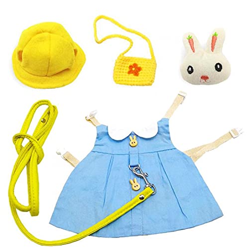 RRunzfon Pequeño arnés Animal Chaleco Ropa de Conejo Conjunto con Sombrero de Correa Vestido de Vestido de Vistazo Conejo Cabeza muñeca M, pequeños Suministros de Juguete para Mascotas