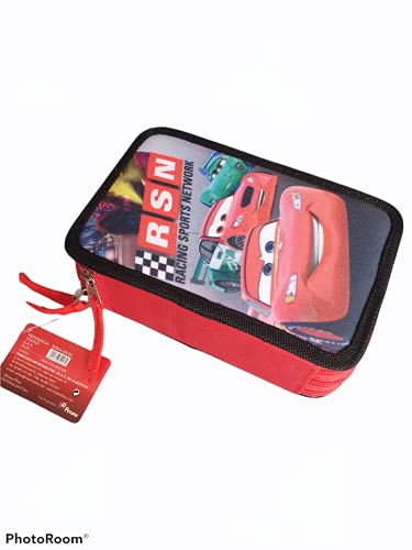 RSN Estuches de Lapìces Disney Cars, Estuche Disney Mickey Mous,Triple con Tres Cremlleras, Estuche Escolar, Gran Capacidad para la Escuela. Tres Compartimentos.