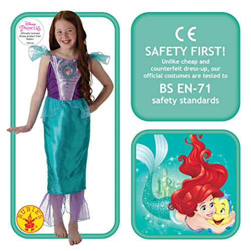 Rubies 640716M Disfraz oficial de princesa Ariel de Disney, para niñas, tamaño mediano de 5 a 6 años, altura de 116 cm