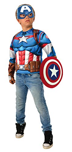 Rubies-Avengers Endgame Captain America Deluxe Costume Top Set Capitan Disfraz, Liso, Color como se Muestra, Normal (G40224)