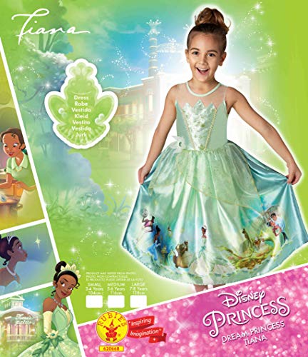 Rubies Disfraz oficial de princesa Tiana de Disney para niñas, talla mediana de 5 a 6 años