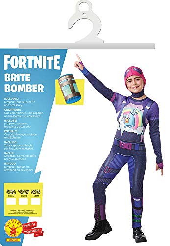 Rubie's - Fortnite - Traje oficial de bombardero Brite - Niños mixtos - Púrpura - Tamaño: 140 cm (S)