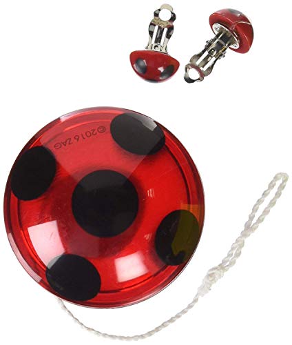 Rubies Ladybug Peluca complemento de disfraz infantil, talla única (Rubie's Spain 32929) + Miraculous Ladybug Set YO-YO y las pendientes