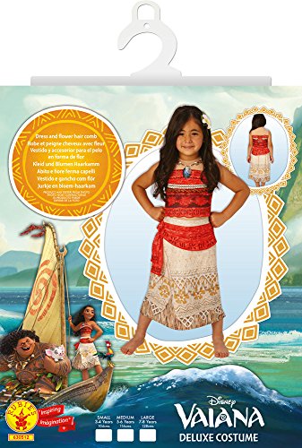 Rubies Vaiana Deluxe Costume, Disfraz infantil, Rojo/Beige, L (7-8 años, 128 cm) (630512-L)