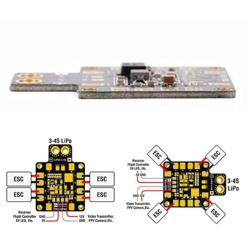 RUIZHI Tarjeta de distribución de energía FPV Drone PDB-XT60 CON/BEC 5V y 12V para FPV Racing Quadcopter