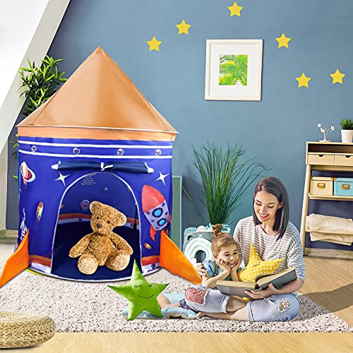 S SMAUTOP Tienda De Campaña Rocket Ship para Niños, Juguetes De Nave Espacial para Niños, Astronauta para La Casa De Los Niños, Casa De Juegos para Juegos De Diversión En El Interior Y Al Aire Libre