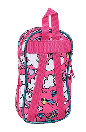 Safta 412012747 Plumier Mochila con 4 Estuches y Útiles de Minnie Mouse, Rosa (Unicornios) Único