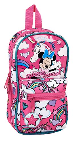 Safta 412012747 Plumier Mochila con 4 Estuches y Útiles de Minnie Mouse, Rosa (Unicornios) Único