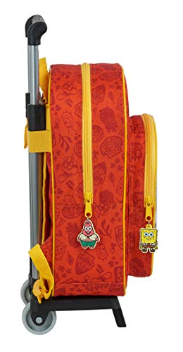 Safta 612083020 Mochila Infantil de Bob Esponja con Carro, Naranja/Amarillo, Único