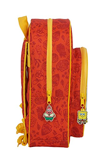 Safta 612083185 Mochila Escolar Infantil de Bob Esponja adaptable a carro, Naranja/Amarillo, Único