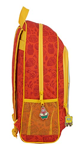 Safta 612083522 Mochila Escolar de Bob Esponja adaptable a carro, Naranja/Amarillo, Único