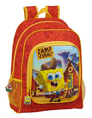 Safta 612083522 Mochila Escolar de Bob Esponja adaptable a carro, Naranja/Amarillo, Único