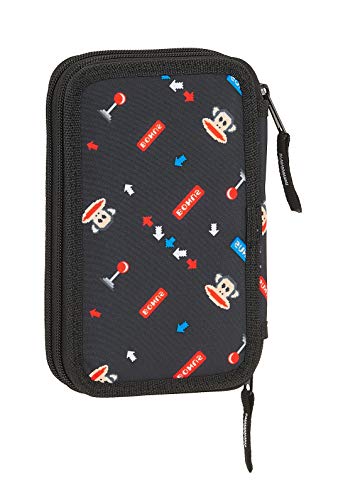 Safta Estuche Escolar con 28 Útiles Incluidos de Paul Frank Retro Gamer, 125x40x195m, negro