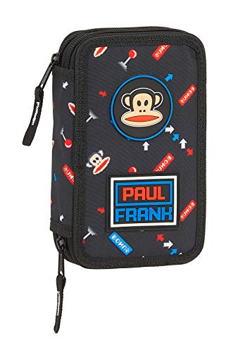 Safta Estuche Escolar con 28 Útiles Incluidos de Paul Frank Retro Gamer, 125x40x195m, negro