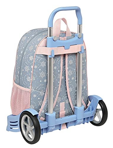 Safta Mochila 180 Espalda Ergonómica con Carro Evolution de Frozen II Magical Seasons, 330x140x420 mm, Gris Azulado/Rosa Claro