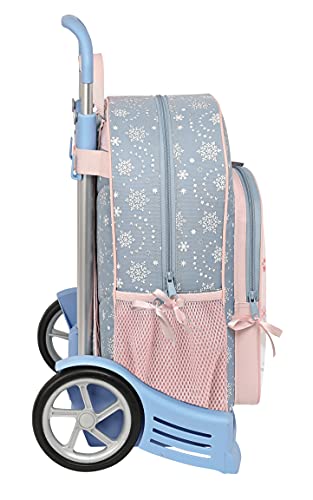 Safta Mochila 180 Espalda Ergonómica con Carro Evolution de Frozen II Magical Seasons, 330x140x420 mm, Gris Azulado/Rosa Claro