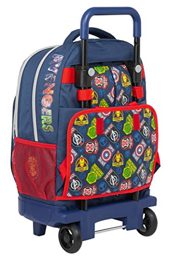 Safta Mochila Escolar con Carro Incluido y Espalda Acolchada de Avengers Heroes Vs Thanos, 330x220x450mm, azul marino/multicolor