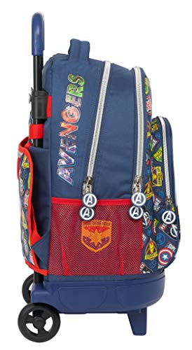 Safta Mochila Escolar con Carro Incluido y Espalda Acolchada de Avengers Heroes Vs Thanos, 330x220x450mm, azul marino/multicolor