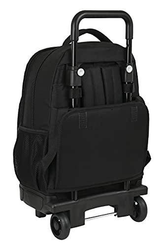 Safta Mochila Escolar con Carro Incluido y Espalda Acolchada de Smiley World Urban Flow, 330x220x450 mm, Negro